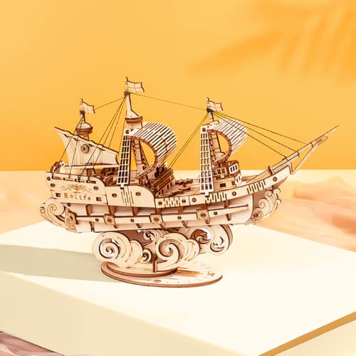 Rolife 3D Wooden Puzzles Model Kit for Adults to Build, Wooden Model Ship Series Sailing Ship Building Model Kit, DIY Crafts - WoodArtSupply