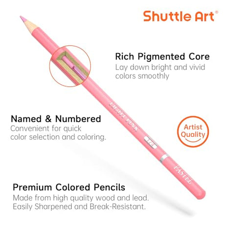 Shuttle Art 60 Pastel Colored Pencils, Colored Pencils for Adult Coloring, Soft Core Coloring Pencils in Gift Tin Box, Color Pencils for Kids Adults Shuttle Art