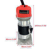 Cozyel 110V 800W Palm Router Electric Hand Trimer Wood Router 1/4" Collets Woodworking Tool Laminate Trimer, Red Cozyel