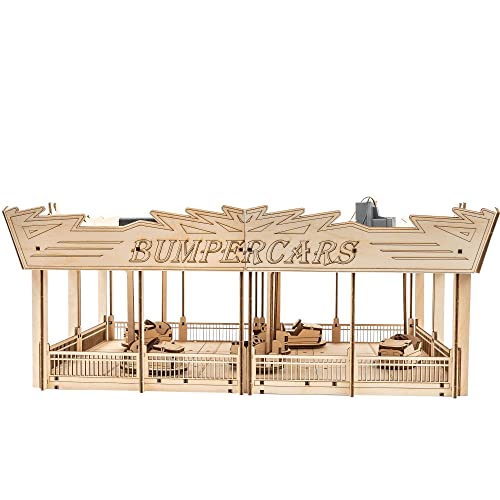 Coasterdynamix 3-D Bumper Cars Wooden Model Kit - Electric Motorized Building Puzzle Kit for Adults and Kids, Toy Puzzles and Mini Craft Decor Models Coasterdynamix