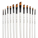Artist Paint Brushes Set, 12pcs Professional Angular Paintbrushes for Acrylic Watercolor Oil Painting, Face Body Nail Art, Crafts, Canvas, Rock, Auhoahsil