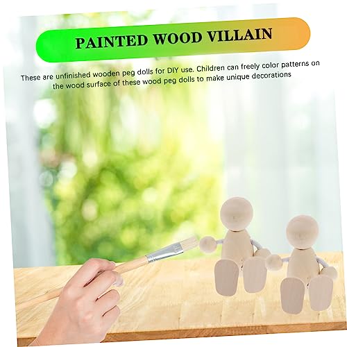 4pcs Unfinished Dolls Pegs Plain Peg Dolls Doll Pegs Peg Doll for Crafts Unfinished Peg People DIY Peg Dolls Puzzle Toys Puppets for Shelf Decor Wood Ciieeo