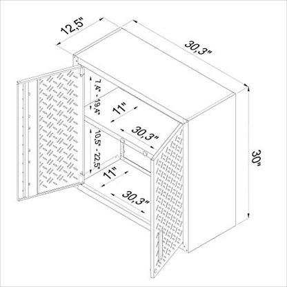 Manhattan Comfort Fortress Metal Floating Garage Cabinets in Grayl (Set of 2) - WoodArtSupply