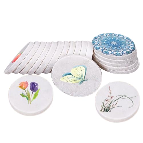 2inch White Round Painting Rocks, DIY Flat Stones for Painting, Hand Picked Natural Smooth Rocks for Arts Crafts Decoration Party Home, 25pcs