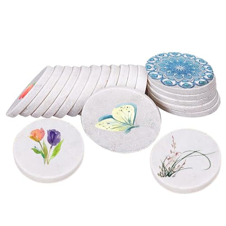 2inch White Round Painting Rocks, DIY Flat Stones for Painting, Hand Picked Natural Smooth Rocks for Arts Crafts Decoration Party Home, 25pcs SnowTing