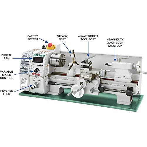 Grizzly Industrial G0768-8" x 16" Variable-Speed Benchtop Lathe - WoodArtSupply