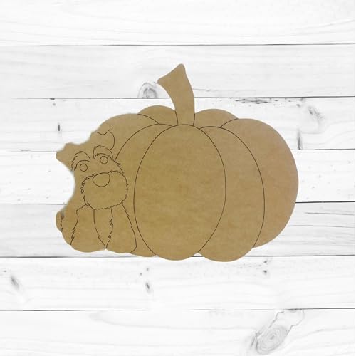 Pumpkin with Yorkie, Fall Shape, Unfinished Wood Cutout, Paint by Line, Build-A-Cross Build-A-Cross