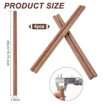 OLYCRAFT 4 Pcs Walnut Dowel Rods 15.7 inch Long Wood Sticks 0.7 inch Diameter Unfinished Round Sticks Wooden Carving Blocks Round Wooden Sticks for