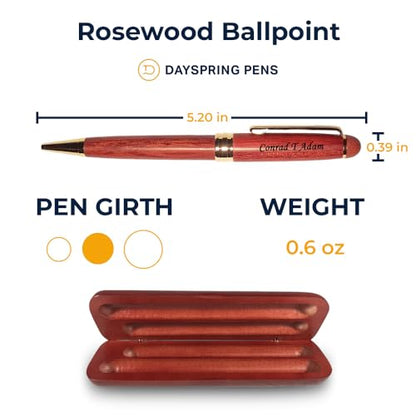 Dayspring Pens Personalized Wooden Pen Set | Engraved Rosewood Wood Ballpoint Gift Pen and Matching Wood Box. Custom Engraved for Any Occassion. - WoodArtSupply