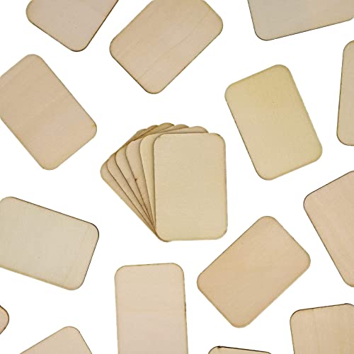 60 Pack Unfinished Wood Cutouts for Crafts, Rectangle Wooden Slices for DIY Projects (2 x 3 in) Bright Creations