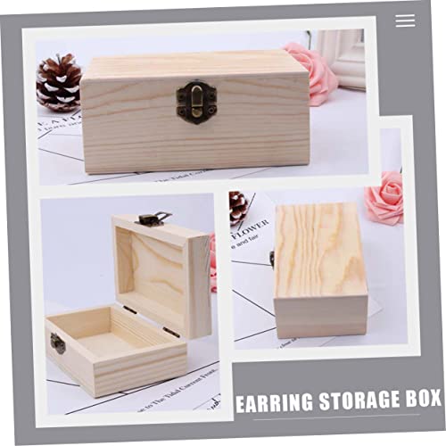 TEHAUX Box Box Wooden Box Unfinished Wood Crates Jewelry Organizer Tray Jewelry Storage Wood Jewelry Case Desk Topper Table Woodsy Decor Wooden TEHAUX
