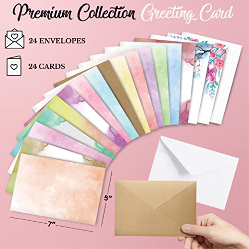 Card Making Kits For Adults And Kids- 24 Blank Greeting Cards And Envelopes  With Supplies And Stamp Set- Giftable DIY Greeting Card Set- Happy