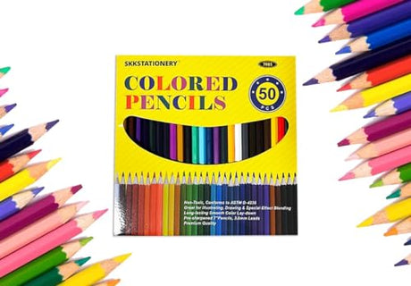 SKKSTATIONERY 50Pcs Colored Pencils,50 Vibrant Colors, Drawing Pencils for Sketch, Arts, Coloring Books, Christmas Halloween Gifts SKKSTATIONERY