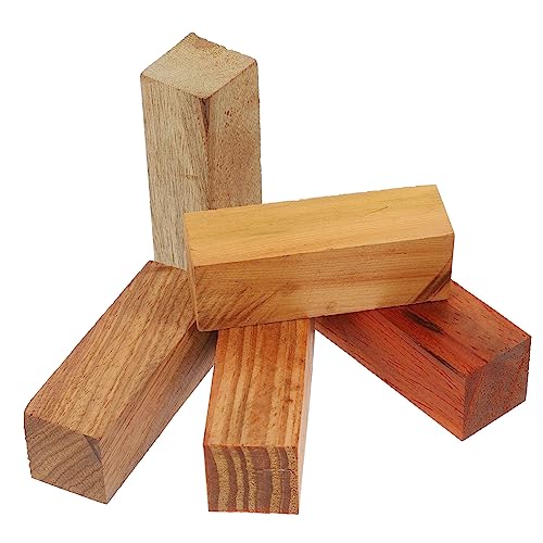 COHEALI 5pcs Carved Wood Kits Wooden Carving Seal Whittling DIY Wood Stamp Wood Square Block Unfinished Wood Whittling Blocks Decorating Tools Square COHEALI