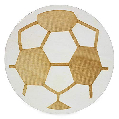 Unfinished Unpainted Wooden Soccer Ball Shape Cutout DIY Craft 4.2 Inches