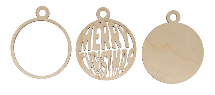 Merry Christmas Door Sign 3 Pieces Laser Cut Out Unfinished RND8 - WoodArtSupply