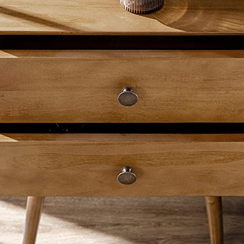 Walker Edison Ella Mid-Century Modern 2-Piece 2-Drawer Solid Wood Nightstand Set, 2 Pack, Caramel Walker Edison