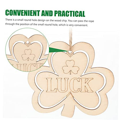 Anneome 30pcs Small Pendant Wooden Shamrock Cutouts Shamrock Decorations Unfinished Wooden Cutouts DIY Shamrocks Cutouts Wood Crafts Shamrock Prop - WoodArtSupply