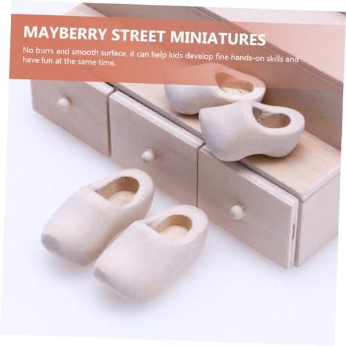 Zerodeko 2 Pairs Clogs Tiny Shoes Unfinished Doll Ornament Mini Unfinished Shoes Make Your Own Statue Dollhouse Sneaker Simple Mini Klompen Dollhouse Zerodeko