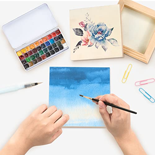 BILLIOTEAM 8 Pack Unfinished Square Wood Panels,4" x 4"/10cm x 10cm,Blank Wooden Canvas Cradled Painting Panel Boards for BILLIOTEAM