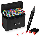 Caliart Alcohol Markers, 100 Colors Dual Tip Art Markers Sketch Markers Pens Permanent Alcohol Based Markers with Case for Adult Kids Halloween Caliart