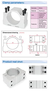RATTMMOTOR CNC Brushless Spindle Motor Kit, 48VDC 500W Spindle Motor Air Cooled ER11, 12000RPM, 0.6N.m, 55MM+BLDC Driver Motor Speed Controller 600W RATTMMOTOR