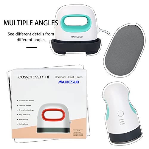 MAIKESUB Mini Heat Press Machine Easy to Use for T Shirts Shoes Hats Small HTV Iron on Vinyl Projects Portable Heating Transfer Iron Green (Green) MAIKESUB