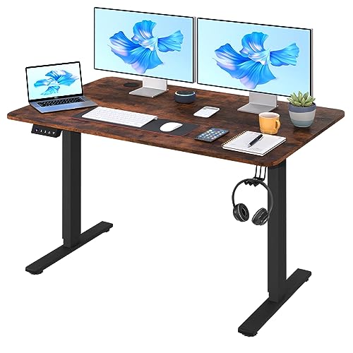 PayLessHere 48 Adjustable Height Standing Desk Computer Desk with Large Space and Headphone Holder Office Desk with Electric Lifting and 2 Memory PayLessHere