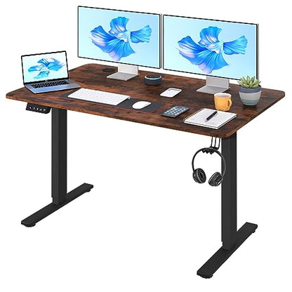 PayLessHere 48 Adjustable Height Standing Desk Computer Desk with Large Space and Headphone Holder Office Desk with Electric Lifting and 2 Memory - WoodArtSupply