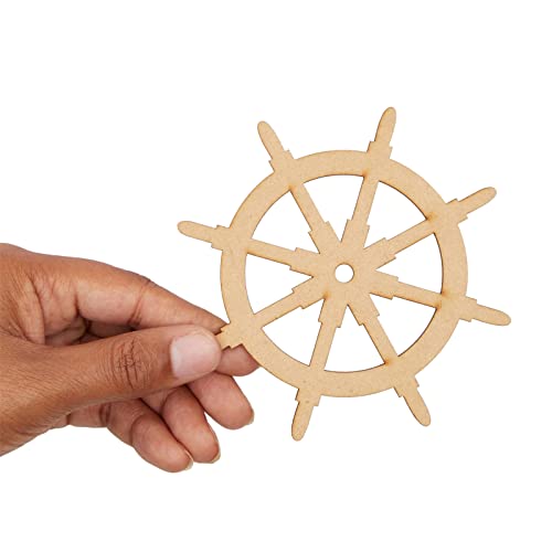 24 Pieces Unfinished Nautical Wood Cutouts for Crafts, Wooden Sailboat, Mermaid, Anchor, Ship Wheel for DIY Projects Genie Crafts