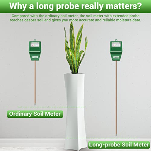 Dr.meter Soil Moisture Meter Tester for Plants, Long Probe Hygrometer Moisture Sensor for Houseplants Indoor Outdoor Garden Lawn Use - Plant Water