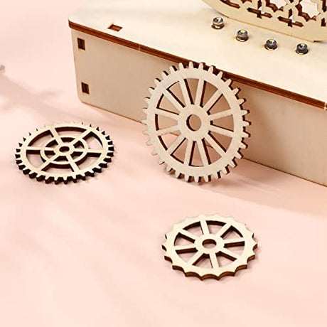 ABOOFAN Home Decoration Unfinished Wooden Cutouts Gear Wood 50Pcs Wooden Gear Wheels Decoration Wooden Slices Embellishments for DIY Crafts Art ABOOFAN