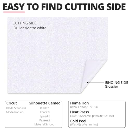 HTVRONT Rainbow White Glitter Heat Transfer Vinyl Bundle: 13 Pack White Glitter Iron on Vinyl for T-Shirt, White Glitter HTV Vinyl for Cricut, HTVRONT