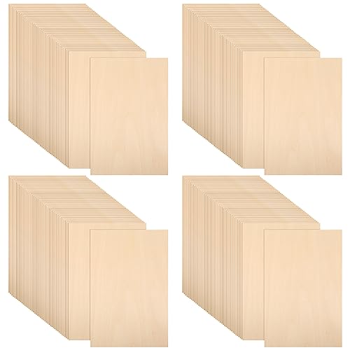 50 Pcs Basswood Sheets 8 x 12 Inch 2mm Thick Plywood Thin Wood Sheets Rectangular Unfinished Basswood Board with Smooth Surfaces for Crafts Cutting