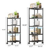 PXRACK 5-Tier Kitchen Storage Shelves, Adjustable Metal Shelves for Storage Pantry Shelves with Rolling Wheels, Storage Rack Shelving Unit Organizer PXRACK