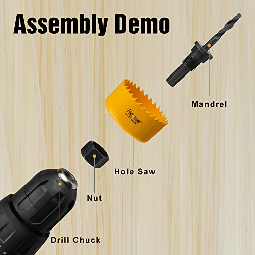 Hoteche 6-Piece Hole Saw Set - Versatile Hole Cutter Kit for Wood, Plastic, and Fiberboard - Clean, Accurate Cuts with Arbor Hole Drill - Compatible Hoteche