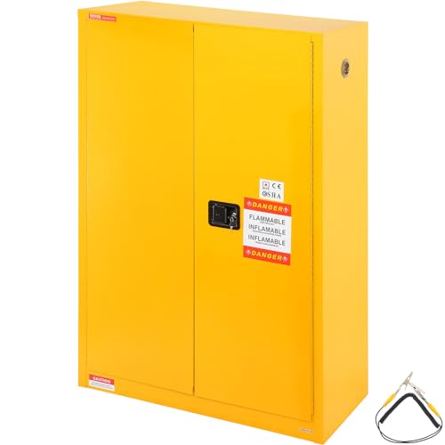 VEVOR Safety 45 Gal, Cold-Rolled Steel Flammable Liquid Storage Cabinet, 42.9 x 18.1 x 65.2 in Explosion Proof with 2 Adjustable Shelves 2 Manual VEVOR