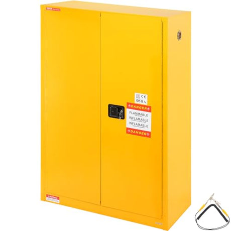 VEVOR Safety 45 Gal, Cold-Rolled Steel Flammable Liquid Storage Cabinet, 42.9 x 18.1 x 65.2 in Explosion Proof with 2 Adjustable Shelves 2 Manual VEVOR