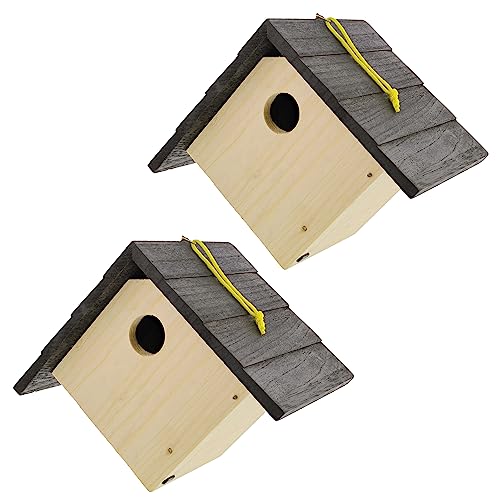 MiMu 6in Wood Birdhouse Kits for Adults - 2pk Unfinished Paintable Bird Houses for Outside Patio - Paint Your Own Hanging Diamond Birdhouse Party MiMu