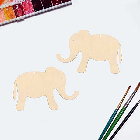20pcs Wood Elephant Cutouts DIY Craft Embellishments Cute Animal Elephant Unfinished Wood Gift Tags Ornaments for Wedding Birthday Pet Party JANOU