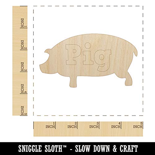 Pig Silhouette Fun Text Unfinished Wood Shape Piece Cutout for DIY Craft Projects - 1/8 Inch Thick - 4.70 Inch Size Sniggle Sloth