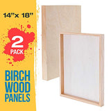 U.S. Art Supply 14" x 18" Birch Wood Paint Pouring Panel Boards, Gallery 1-1/2" Deep Cradle (Pack of 2) - Artist Depth Wooden Wall Canvases - U.S. Art Supply