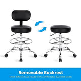 SUPERJARE Drafting Chair with Back, Adjustable Foot Rest Rolling Stool, Multi-Purpose Office Desk Chair, Thick Seat Cushion for Home Bar Kitchen Shop SUPERJARE