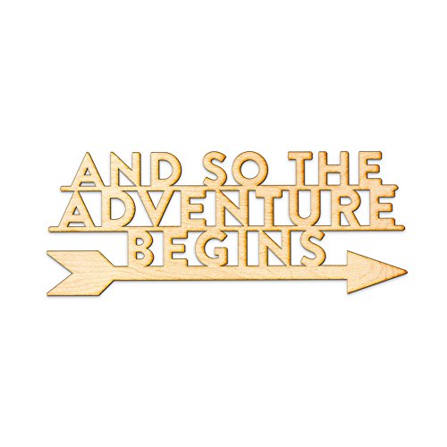 and So The Adventure Begins Arrow Right Wood Sign Home Party Wedding Rustic Décor Wall Art Unfinished 18" x 6" Woodums