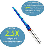 DashHound BRB301 Milling Cutters 3 Flutes Ball Nose Solid Carbide Up Cut CNC Spiral Bits NACO Coated 2D 3D Carving Router Bit 1.0Deg with 1/8 Inch DashHound