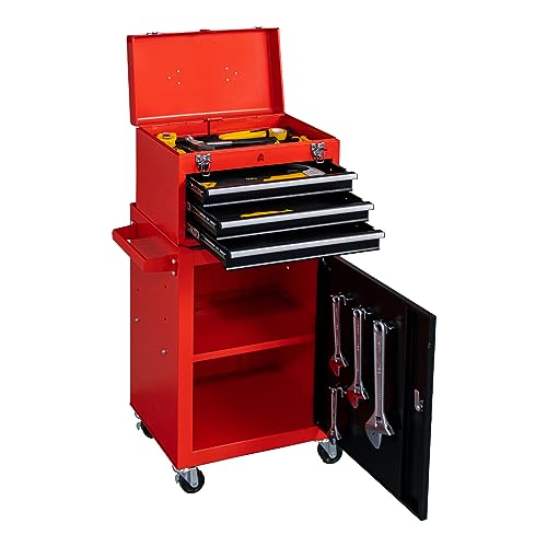 WAYTRIM 3-Drawer Rolling Tool Chest with Wheels, Tool Chest with Large Storage Cabinet and Adjustable Shelf, Removable Portable Top Box with Locking WAYTRIM