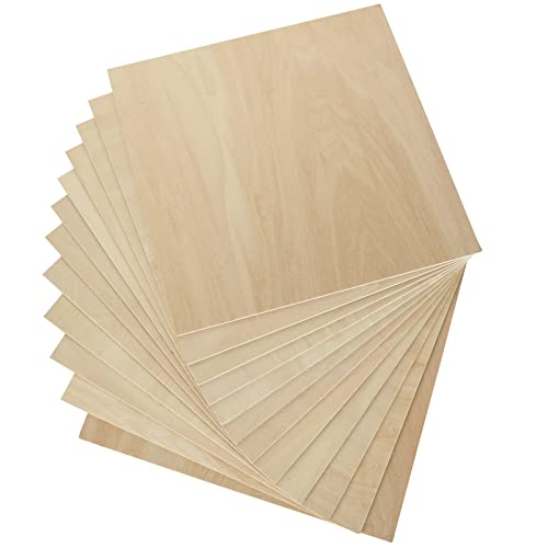 12 Pack 1/8 inch Basswood Sheets 12x12 Square 3mm Plywood Sheets Unfinished Wood Sheets Bass Wood Plywood for Laser Cutting Crafts Mini House - WoodArtSupply