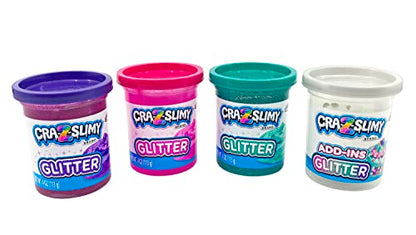 Cra-Z-Slimy 4 Pack Glitter Slime Set – Comes with 3 Colors of Pre-Made Glitter Slime and Glitter Add-Ins - WoodArtSupply