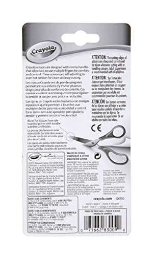 Crayola Scissors (Single Pack), 7" Blunt Tip Scissors For Kids, Back To School Supplies, Kids Arts & Crafts, Colors May Vary Crayola