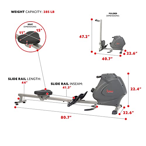 Sunny Health & Fitness Multifunction Premium Magnetic Indoor Rowing Machine - SF-RW5941 - WoodArtSupply